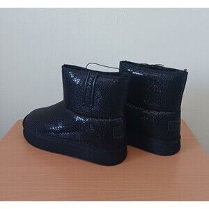 Juicy Couture Womens Sequin Sparkly Booties Boots Solid Black Size 8.5 New